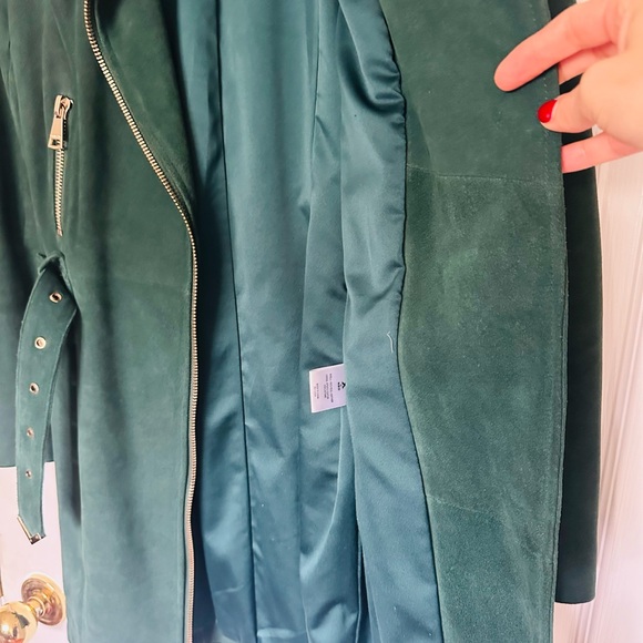 Revolve X NBD Green Leather Belted Dress Jacket Pockets Size 2 - Picture 10 of 14